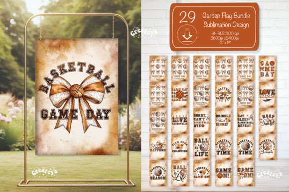Basketball Garden Flag PNG Bundle: Crafts & Graphics
