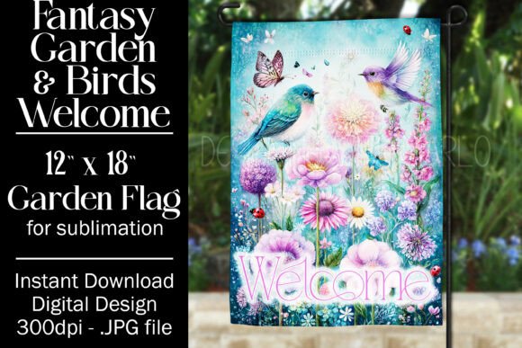 Fantasy Bird Flag: Graphics for Crafts