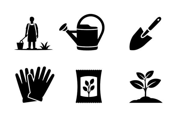 Gardening Horticulture Icon Set EPS for Crafts & Graphics