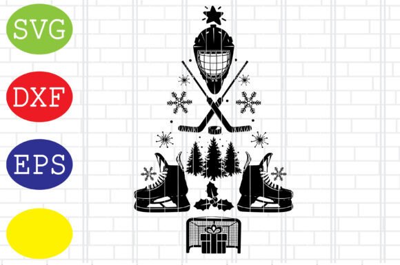 Hockey Goalie Christmas Tree Svg Graphics & Crafts