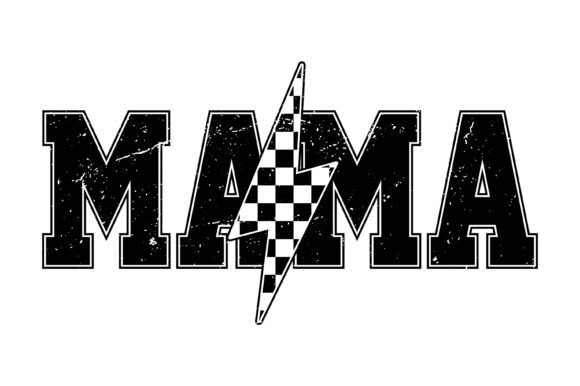 Mama Lightning Bolt Checker Design for Crafts and Graphics