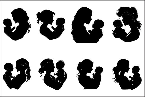 Mother and Child Silhouette: Essential Graphics for Crafts