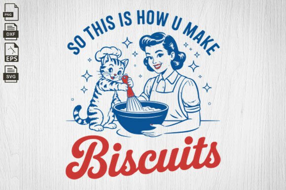 Retro Cat Baking Graphics for Crafts & Design