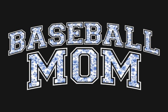 Tiny Blue French Toile Baseball Mom PNG for Crafts & Graphics